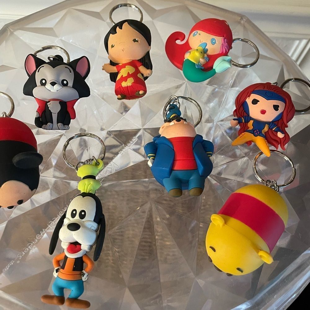 Disney Keychain Lot Little Mermaid Lilo Mickey etc